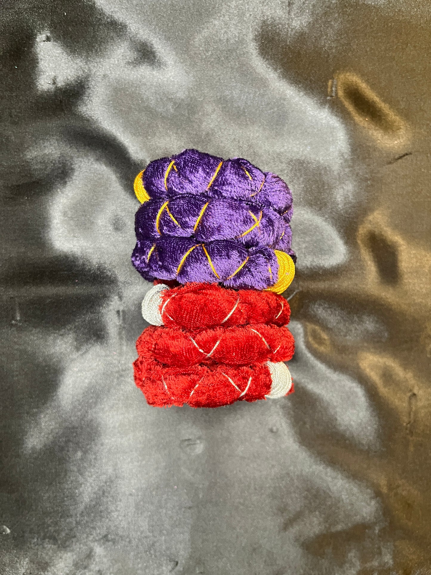 18" Velvet Spiral Tie Set - Amethyst Purple & Ruby Red (Ready-to-Ship)