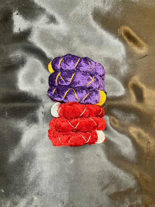 18" Velvet Spiral Tie Set - Amethyst Purple & Ruby Red (Ready-to-Ship)