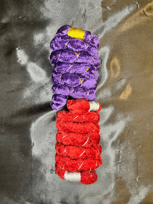38" Velvet Spiral Tie Set - Amethyst Purple & Ruby Red (Ready-to-Ship)